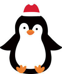 Cute Christmas penguin vector.
Isolated flat style christmas penguin svg