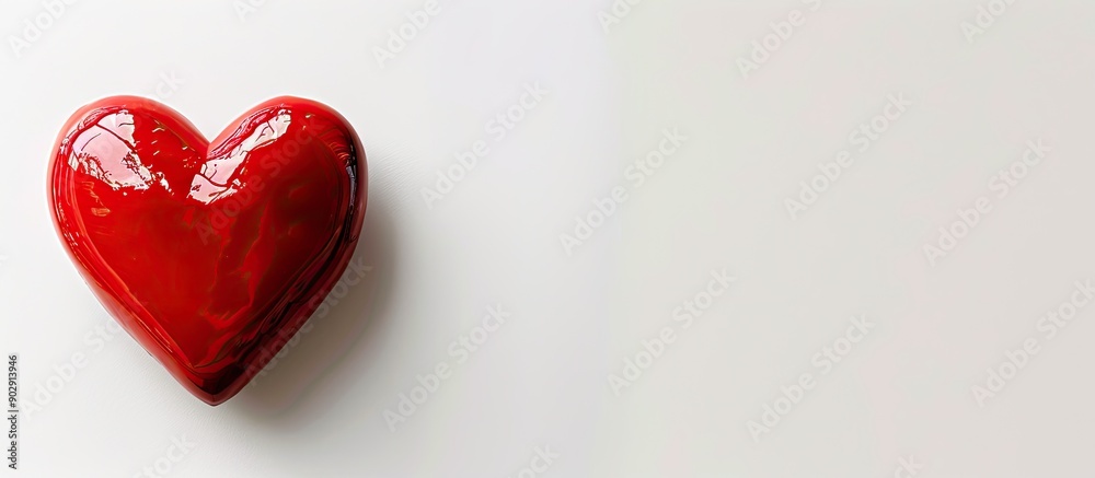 Poster White background with a red heart Ideal copy space image