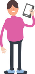 Obraz premium Boy Character Talking on Smartphone 