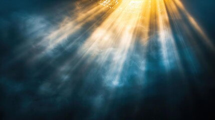 Golden Light Beams Through Dark Blue Underwater Depths