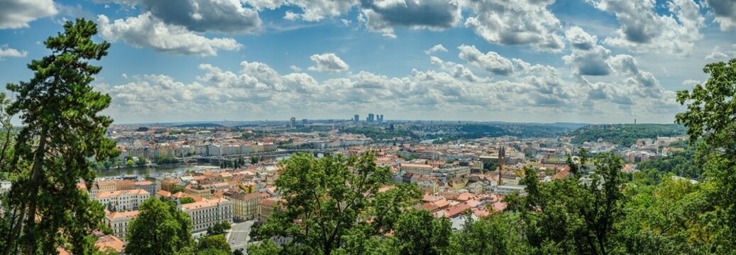 prague panorama from petrin park towards vysehrad