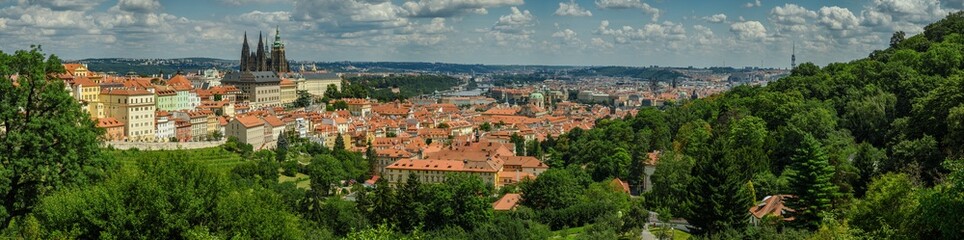 prague panorama from strahov towards mala strana and hradcany castle