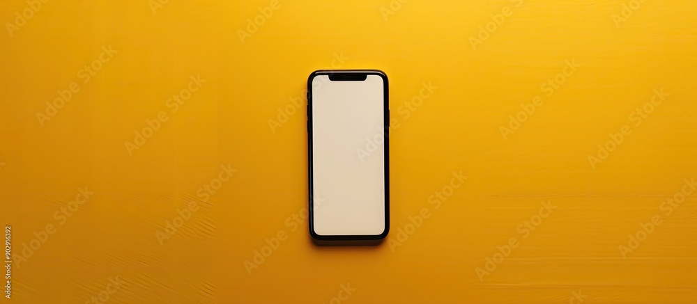Aufkleber copy space image of a smartphone against a yellow backdrop