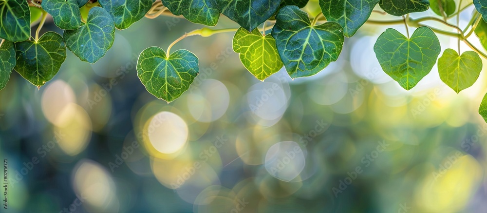 Aufkleber heart shaped green leaves against a serene backdrop with copy space image