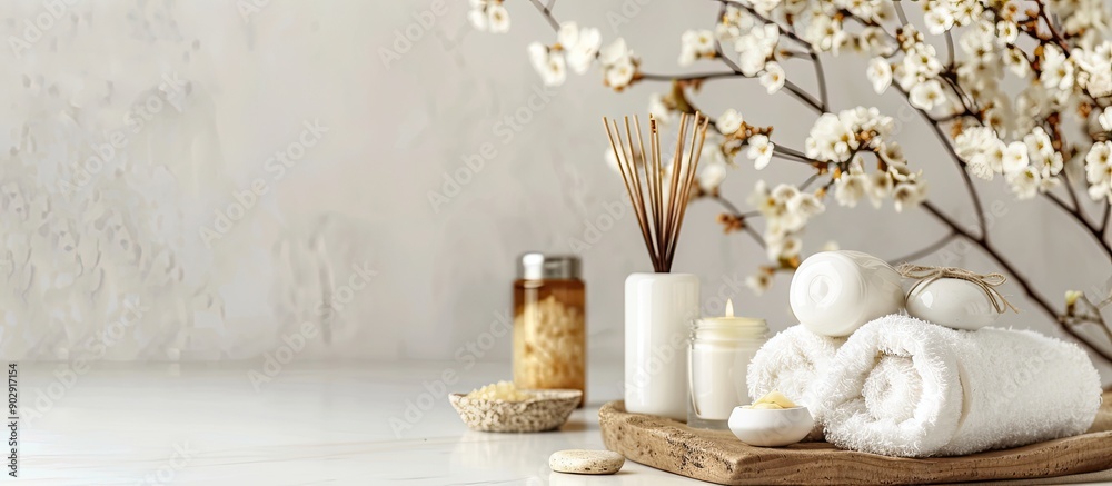 Aufkleber Spa composition on a light background with copy space image