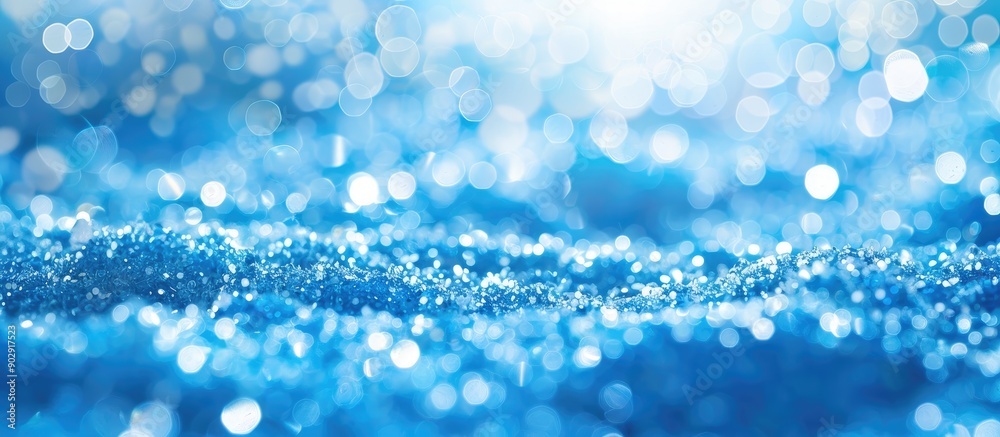 Aufkleber fresh snow creates a blue glitter bokeh background with white copy space image
