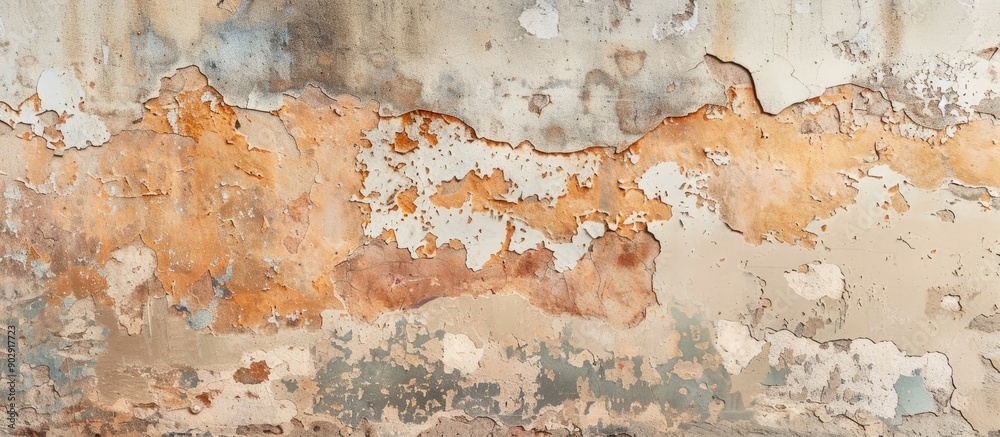 Aufkleber An old untreated wall with a rough plaster texture is visible in the background of the copy space image