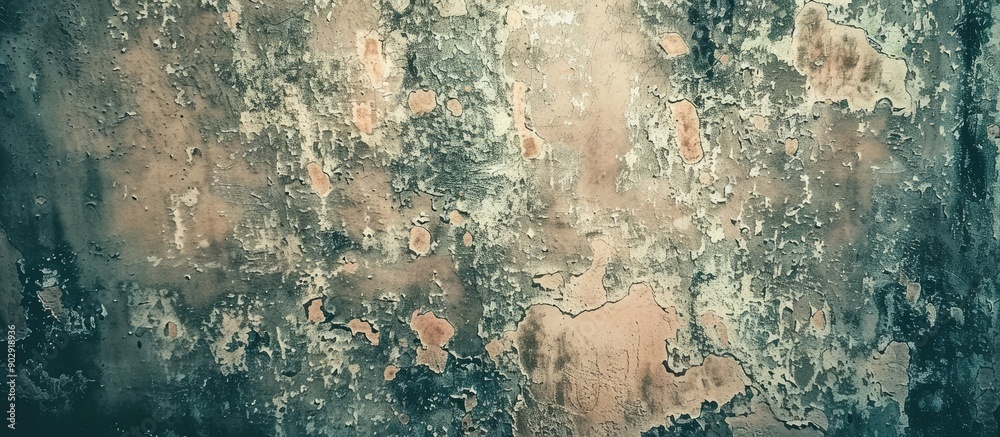 Poster Vintage textured wall with an artistic grunge look offering a wide rough backdrop ideal for text placement in a copy space image