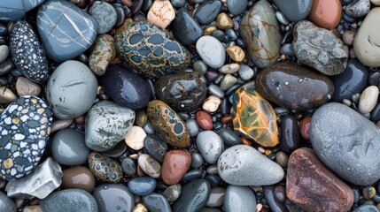Diverse pebbles found on Pacific Northwest beach