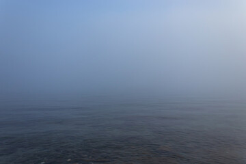 Foggy seascape, mystical look and atmosphere
