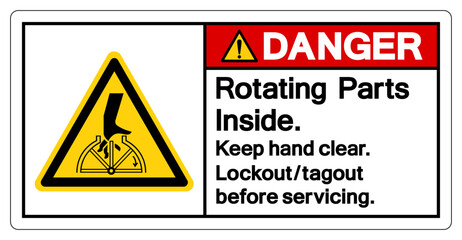 Danger Rotating Part Inside Keep Hand clear Symbol Sign, Vector Illustration, Isolate On White Background Label .EPS10