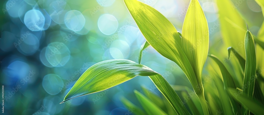 Aufkleber Macro photograph featuring a lily leaf with a blurred background provides ample copy space image for text or graphics