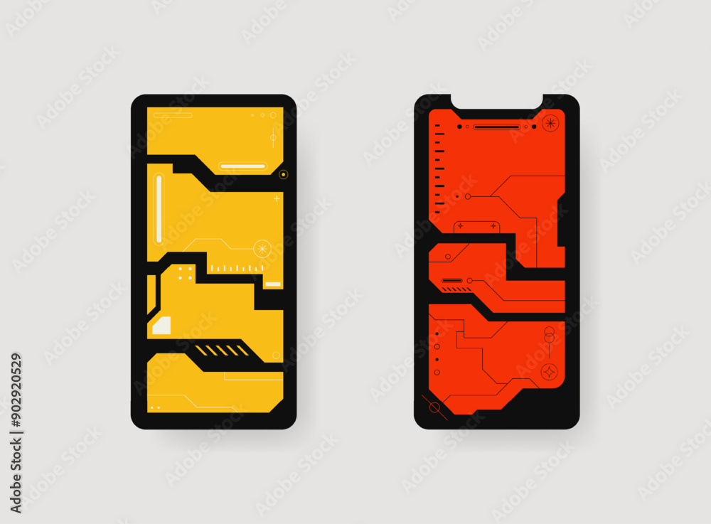 Poster set of smartphone screen mockup. design for app interface, ux ui, and web design presentation concep