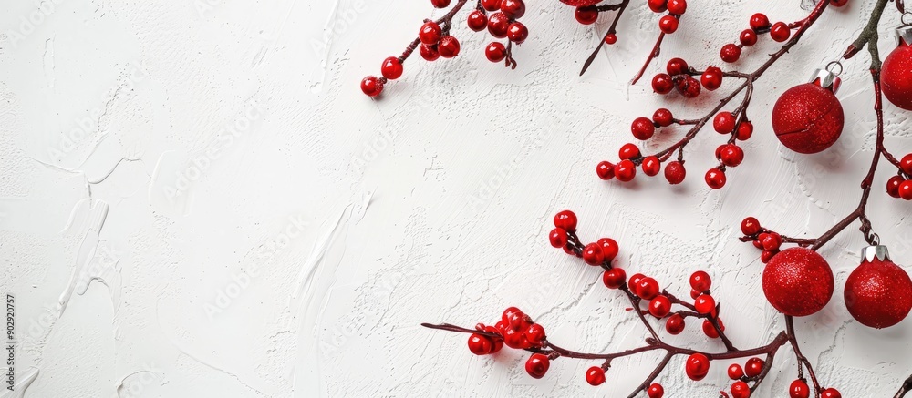 Aufkleber festive chinese new year concept with red christmas balls framing a white grunge background creating
