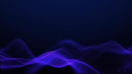 Blue wave on a violet background. Neon purple water space. Lightweight fluorescent color digital data stream. Technical design. Sci-fi, 4k,