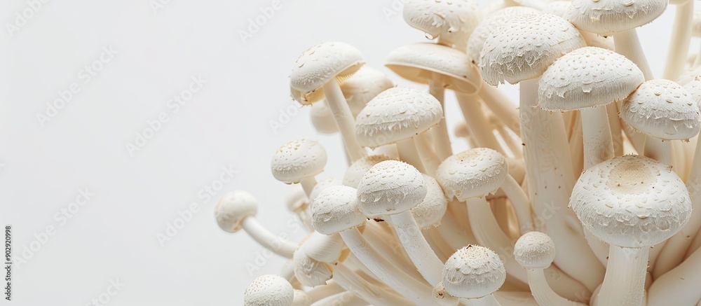 Aufkleber White mushrooms on a white background creating a clean aesthetic with copy space image