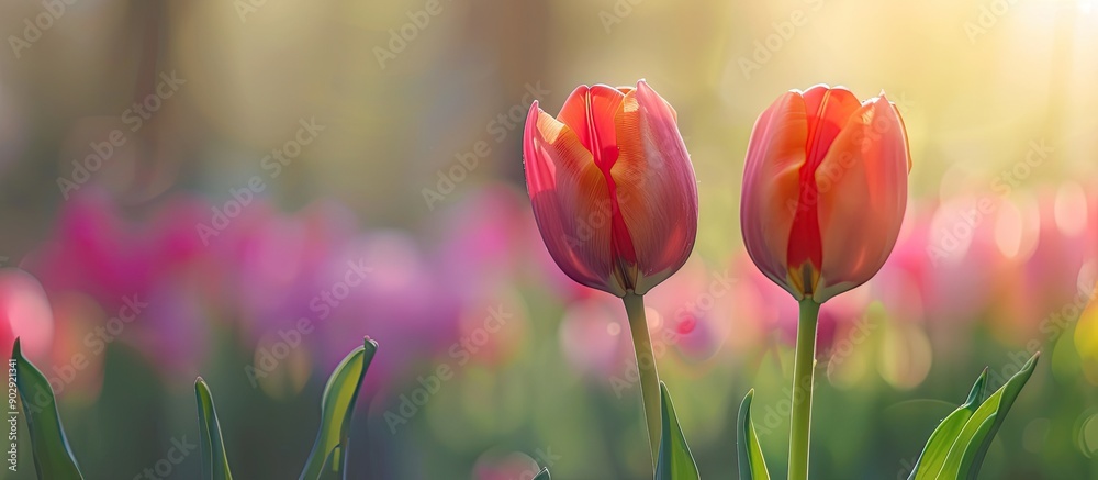Poster pair of tulips in a copy space image
