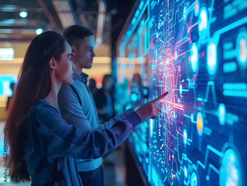 Poster futuristic networking event with digital for efficient information sharing and