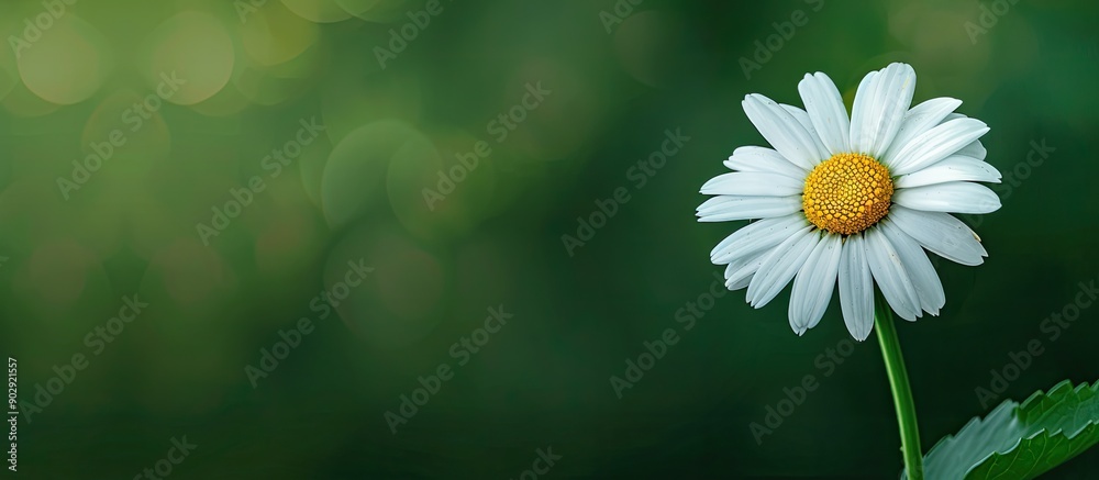 Poster morning bloom of a daisy on a lush green backdrop with copy space image