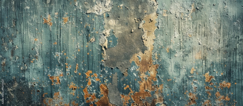 Poster vintage background of an aged concrete wall with remnants of paint providing a retro vibe suitable f
