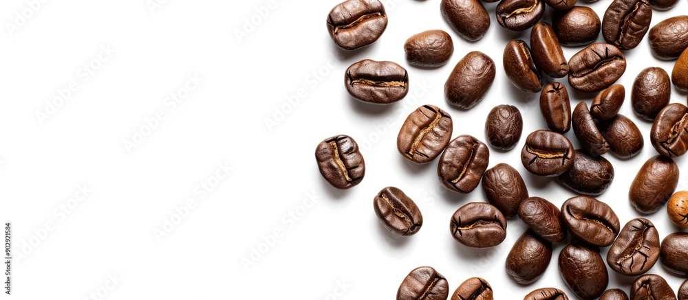 Poster a white background is used to feature coffee beans in a solo image perfect for adding text or other 