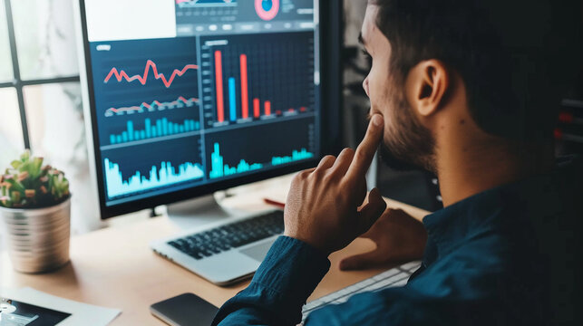 Business professional analyzing digital data