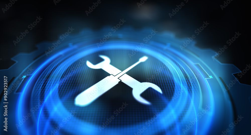 Aufkleber support button on virtual screen. customer service and communication concept.