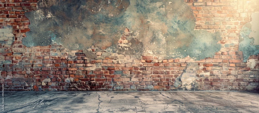Aufkleber Vintage brick wall creating an abstract textured background with copy space image