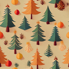 Obraz premium simple seamless decor pattern, 2d, cute, flat, illustration, Christmas, minimalism, decor focus