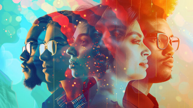 Diverse workforce with technology-driven overlays