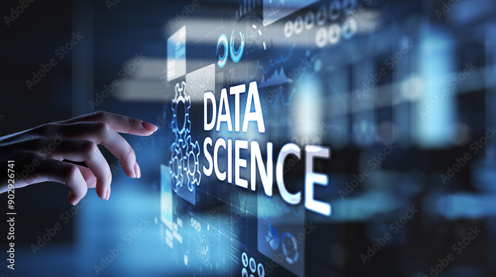 Poster data science and deep learning. artificial intelligence, analysis. internet and modern technology co