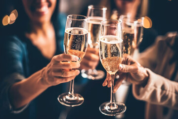 A group of people toasting with champagne at a joyous event