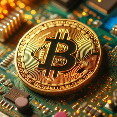 close up of digital currency coin 