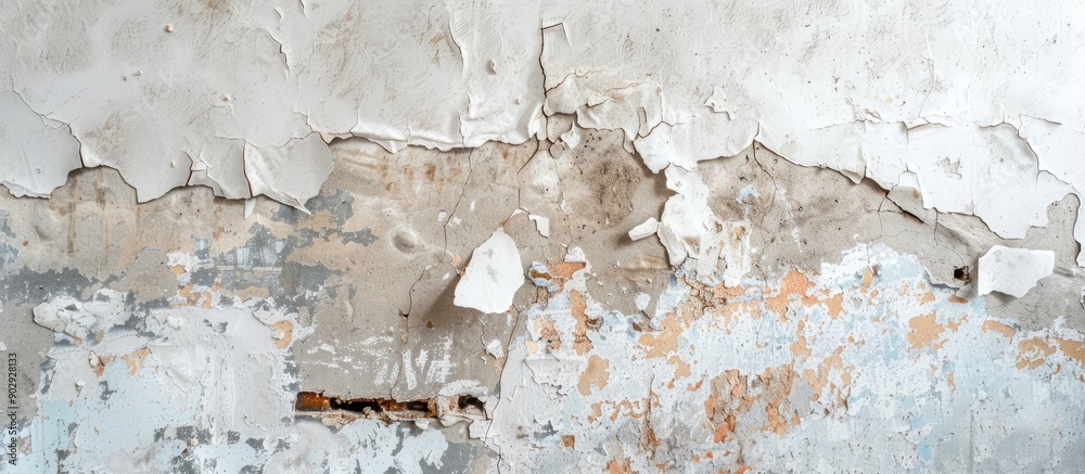Aufkleber Uneven plaster walls in need of repair with a blank copy space image for reference