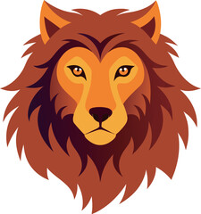 Illustration of a lion head flat style symbol