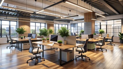 The Synergy of Space: A Modern Office Design Embracing Open Floor Plans and Generative AI for Optimized Workflow  generative AI