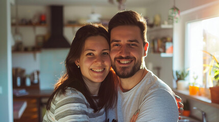 Fototapeta premium Smiling couple in a bright home