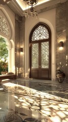 Obraz premium Luxurious Arabic Inspired Interior Design. Sophisticated and ornate interior design for a high-end living space.