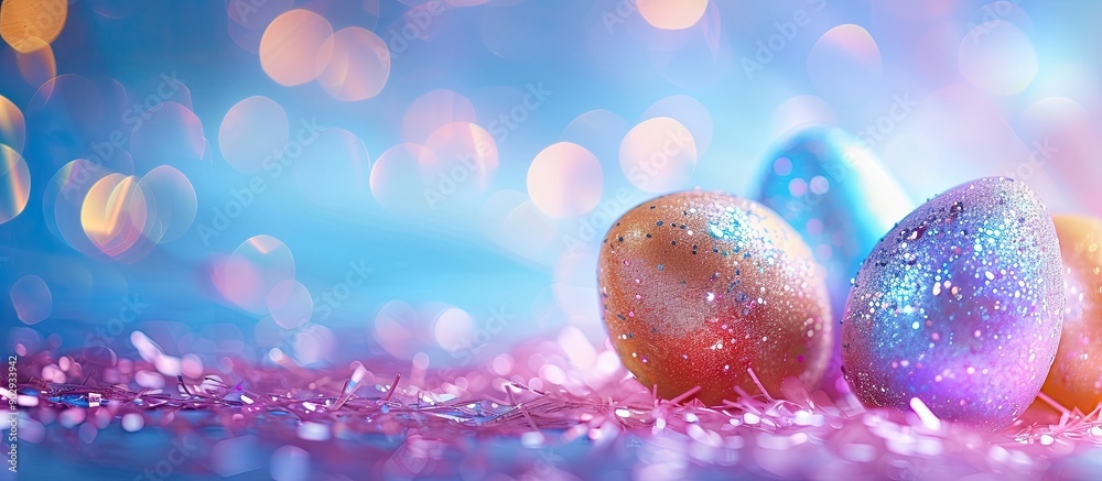 Leinwandbilder easter eggs are adorned with gleaming glitter creating a decorative and sparkling aspect in an image