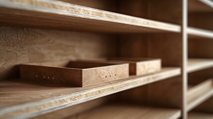 Elegant Wooden Shelves with Minimalist Drawers