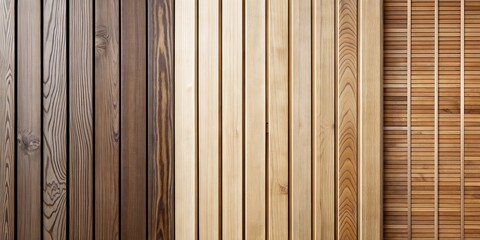 A collection of three wooden textures including dark brown planks, light beige slats, and polished wooden wall, wood