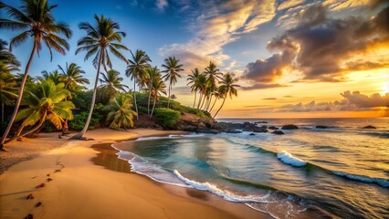 Golden Hour Glow on a Secluded Cove  Generative AI