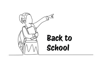 Back to school concept. Single line draw design vector graphic illustration.