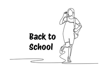 Back to school concept. Single line draw design vector graphic illustration.