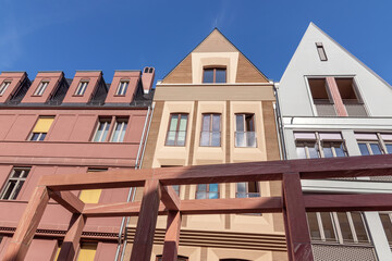 Gebäude an der Strecke Dom-Römer in der Neuen Altstadt von Frankfurt am Main, Hessen