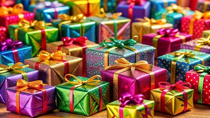 A Festive Feast of Gifts: A Colorful Abstract Still Life  Generative AI