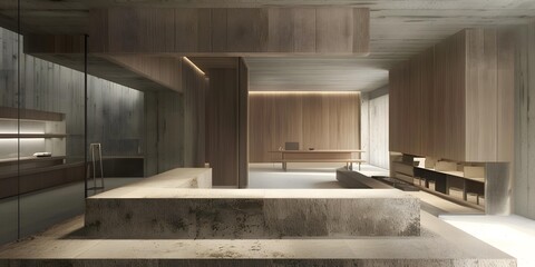 Minimalist Interior Design with Wood and Concrete