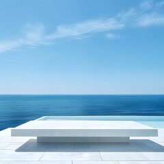 Obraz premium Minimalist White Platform Overlooking the Ocean
