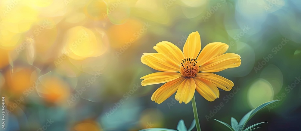 Poster A gorgeous yellow flower in full bloom with a soft out of focus backdrop perfect for a copy space image