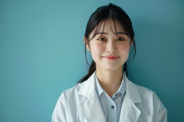 白衣を着た研究職の日本人女性（製薬・化粧品・医薬品・研究・大学）
